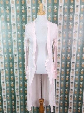 LAMade Light Pink Women's Long Robe - Soft Open Front Lounge Cardi